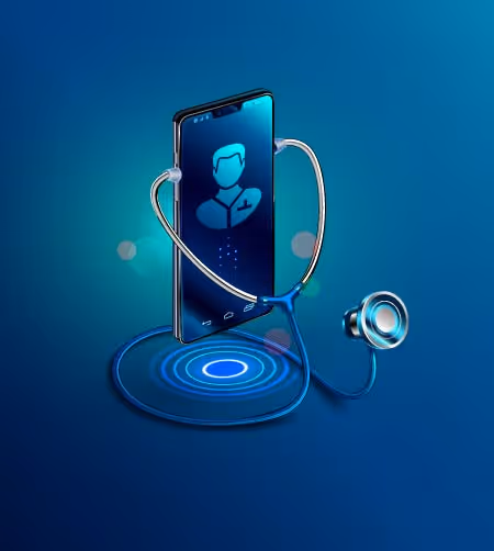 Ilustración de una consulta médica a distancia en un teléfono móvil